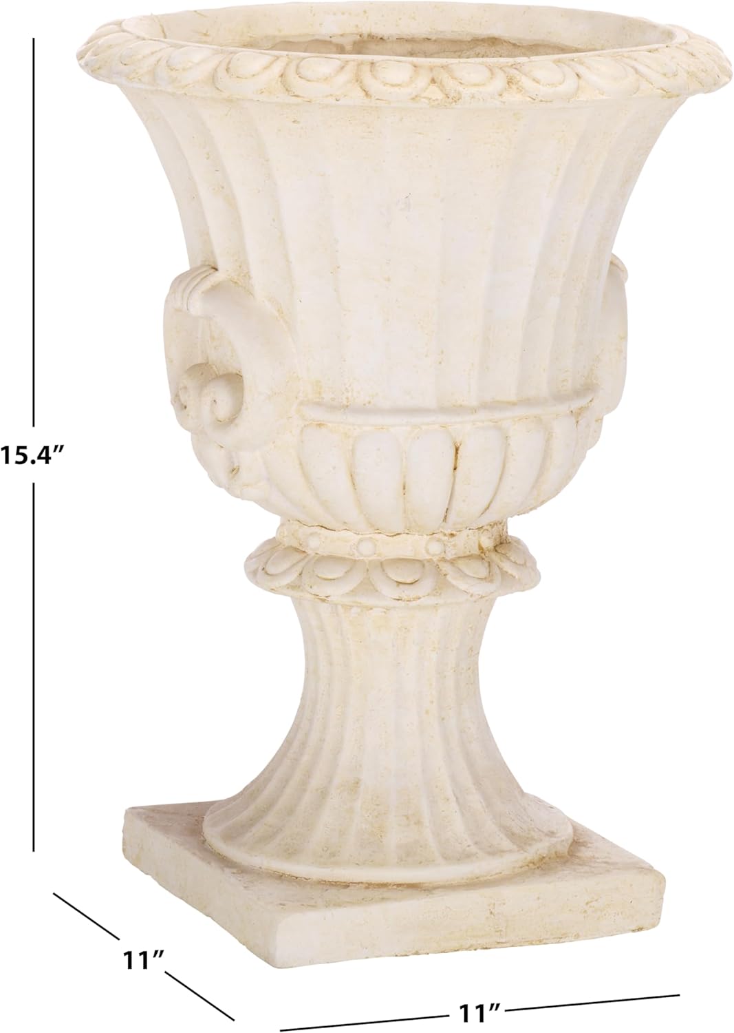 SAFAVIEH Outdoor Patio Furniture Collection - Arden Off-White Magnesium Oxide Pedestal Planter Pot, Classic Weather-Resistant Garden Urn (PAT5044A)