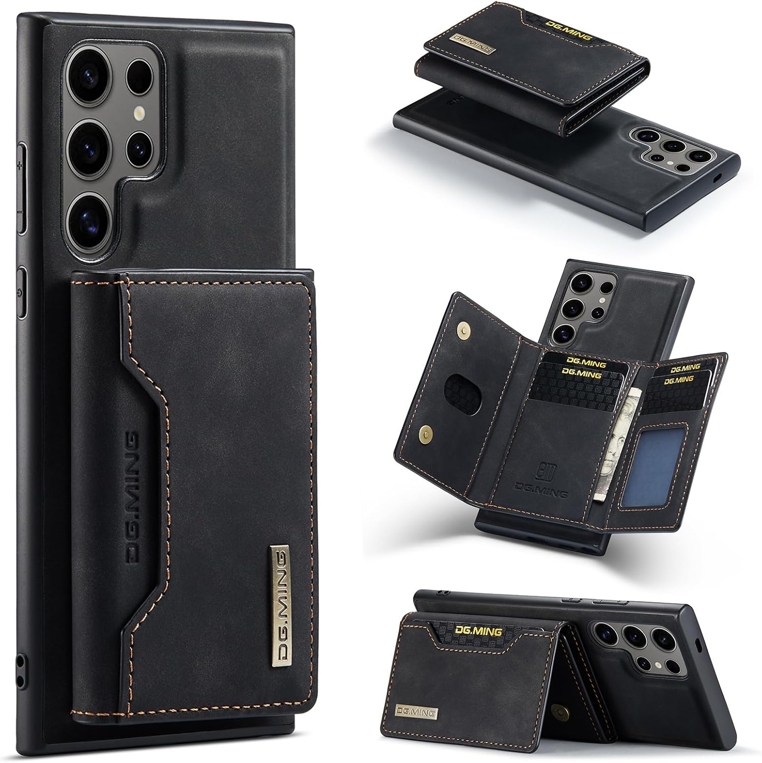 SZHAIYU 2 in 1 Detachable Leather Phone Cases for Samsung Galaxy S24 Ultra 5G Case Wallet with Card Holder Men 6.8'' (Black, S24 Ultra)