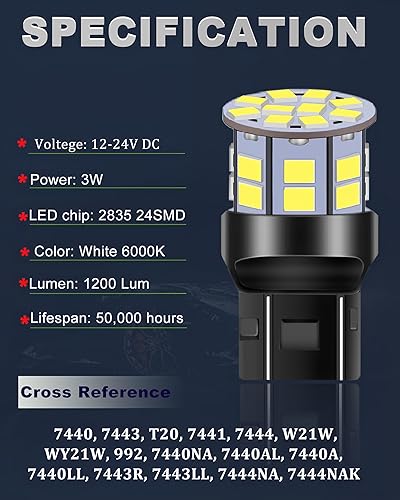 Miniatura 29 de 1157 - Bombilla LED blanca superbrillante 2057 2357 7528 BAY15D para luces de marcha atrás de respaldo, luces traseras de freno, luces de Blanco