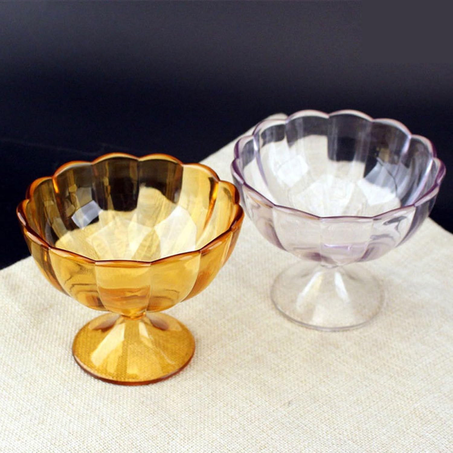 Ice Cream Bowl with Spoon, 3 Size Ice Cream Cup, Petal Shape Dessert Bowl