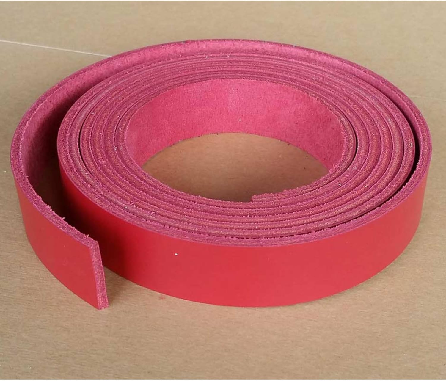 1 1/4 Inch Red Leather Strips 8-9 oz. (3.2-3.6 mm) - Latigo Leather Straps up to 96 Inch Long Made in USA by Pitka Leather (1.25" x 72")