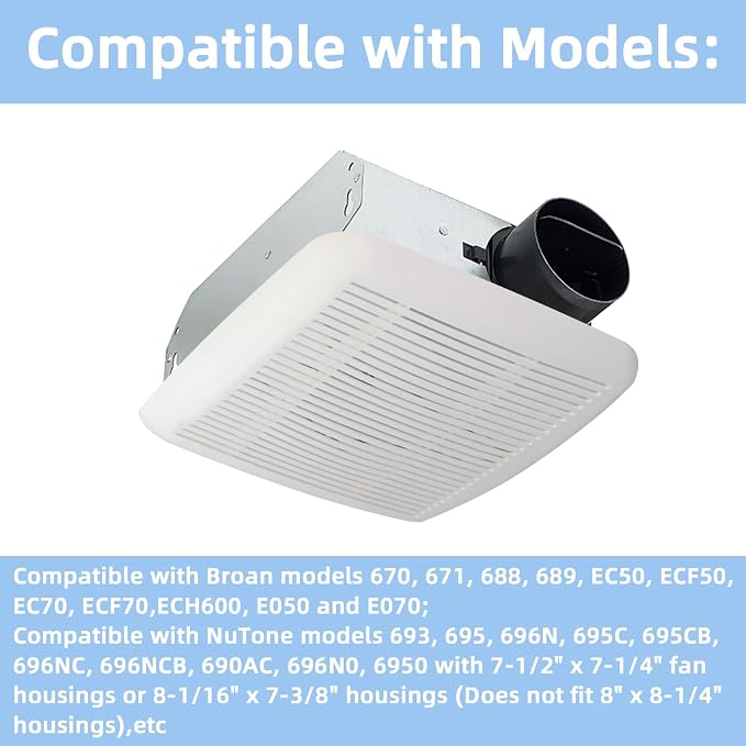 BKR60 Kit para Ventilador Broan-NuTone Reemplazo Motor y Rejilla miniatura 5