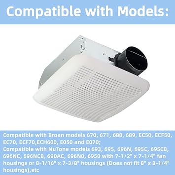 BKR60 for Broan-NuTone BKR60 Bath Fan Replacement Motor and Grille,Upgrade
