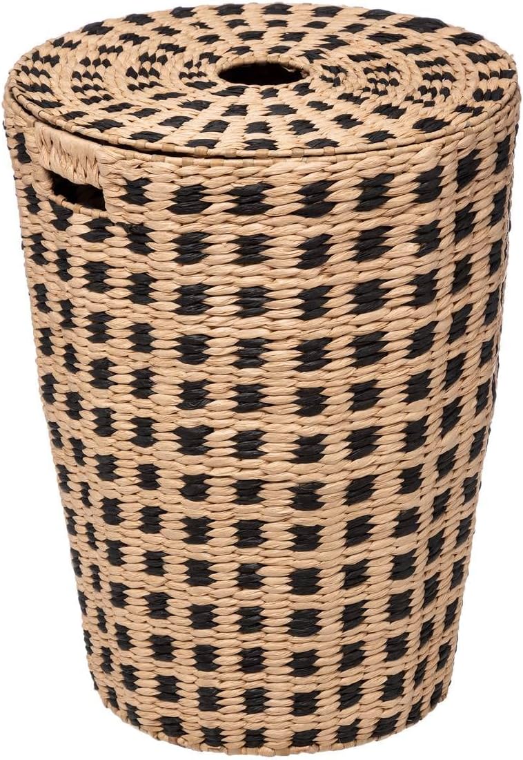 BESPORTBLE Panier De Rangement Rond En Rotin Avec Couvercle - Corbeille à Linge Et Vêtements 28x23x23 Cm Chocolat