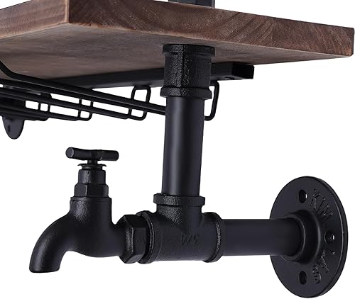 Miniatura 6 de mignonnememe Estantes flotantes, estantes industriales de tubería, estantes de pared de 4 niveles, estante de almacenamiento, soporte para artículos