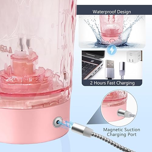 Miniatura 4 de MBANKO Botella mezcladora eléctrica, botellas mezcladoras eléctricas, botellas agitadoras para mezclas de proteínas, botella mezcladora de proteínas