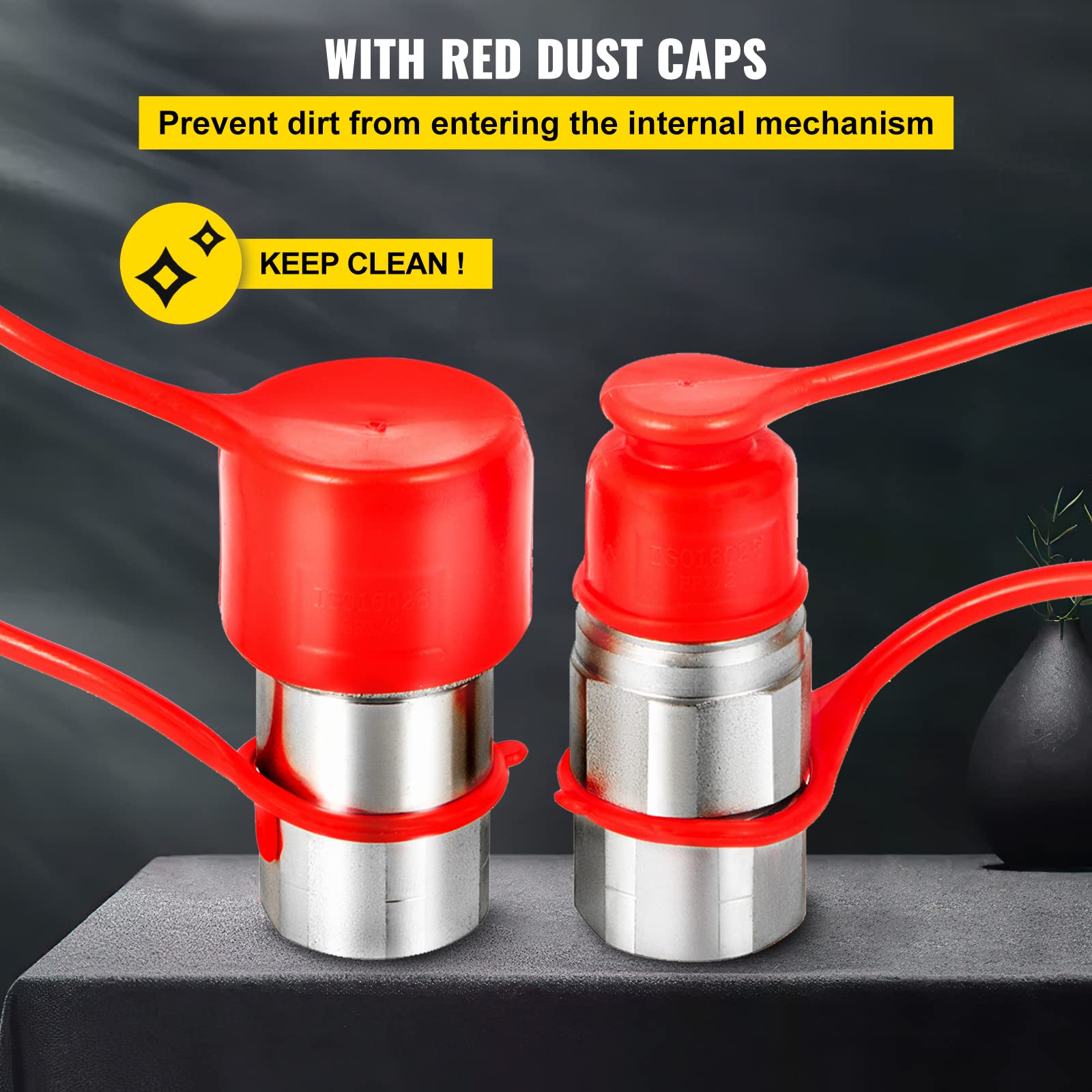 Accoppiamenti Rapidi Per Attrezzi Set Accoppiatore Rapido Idraulico Faccia Piatta 3/8 - Filettatura NPT 1/2, Per Attacchi Rapidi E Sicuri Raccordo Rapido Idraulico Summit - Foto 3