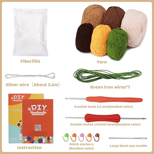 Miniatura 2 de kgxulr Kit de ganchillo para principiantes, kit de ganchillo Little Daisy para principiantes, kit de inicio de ganchillo para principiantes