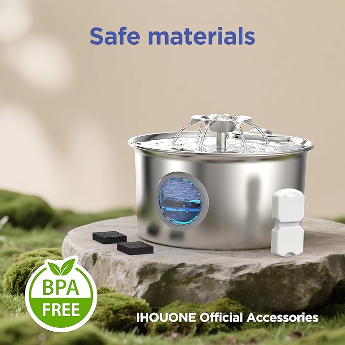 Filtro para Fuente de Agua para Gatos IHOUONE - 12 Repuestos (6 Carbón + 6 Esponja) miniatura 2