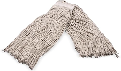 Vista 2 de SPARTA FLO-PAC - Cabezal de trapeador de algodón, punta cortada, banda estrecha con banda blanca para limpieza organizada, 36 pulgadas, bronceado