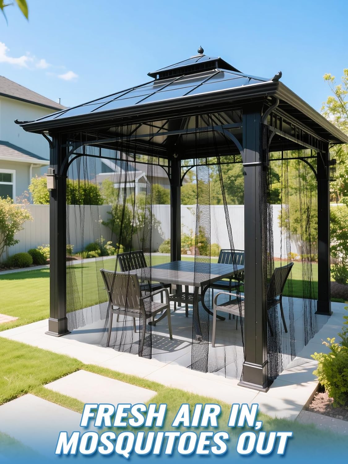 33x10ft Large Mosquito Net - Mesh Netting for Garden Skin and Plants Protection, Patio Bird Bug Screen, Black