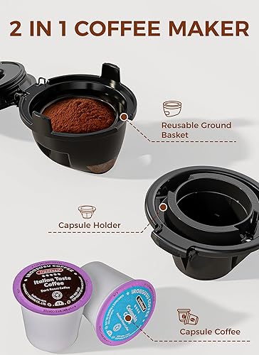 Miniatura 2 de COWSAR Cafetera de una sola porción, cafetera K Cup para cápsulas y café molido, cafetera comercial con tanque de agua de 40 onzas, 5 tamaños
