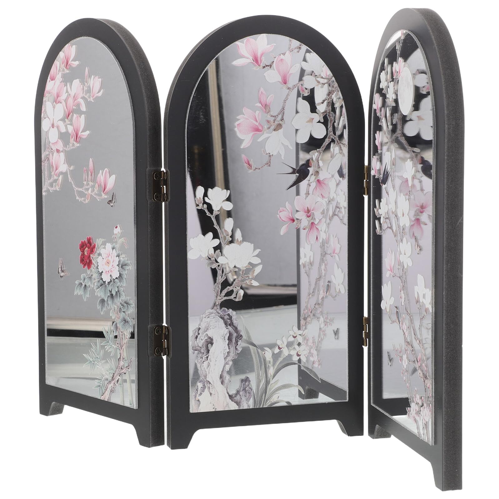 Paravent traditionnel chinois à 3 panneaux miroir pour bureau