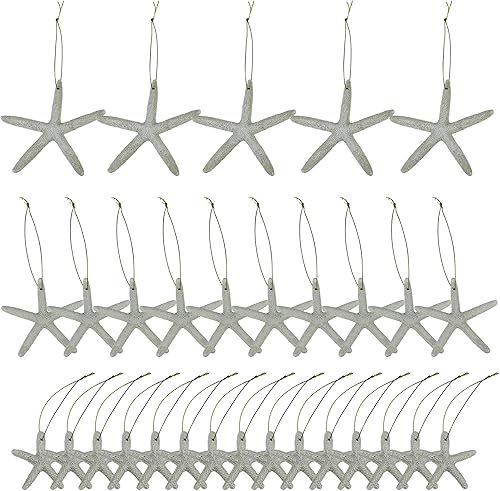 LJY 30 unidades de resina de tamaños mixtos con estrella de mar con cuerda para árbol de Navidad, adornos colgantes para árbol de Navidad, temática