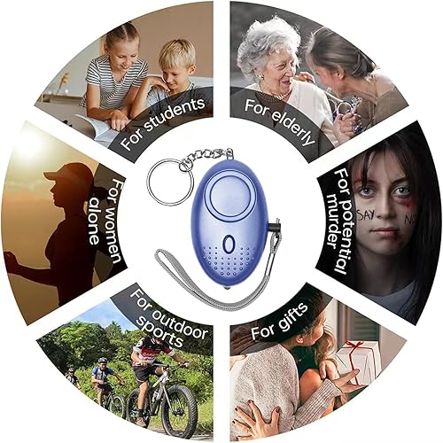 Miniatura 4 de Personal Safety Keychain Set, 13-Piece Women's Protection Kit with Alarm, ID Holder, Pom Pom, Blue