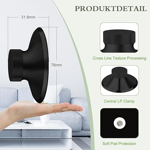 Miniatura 2 de Estabilizador de peso para discos audiófilos, abrazadera de peso de aluminio negro de 120 g4.2 oz con almohadilla suave protectora para accesorio de