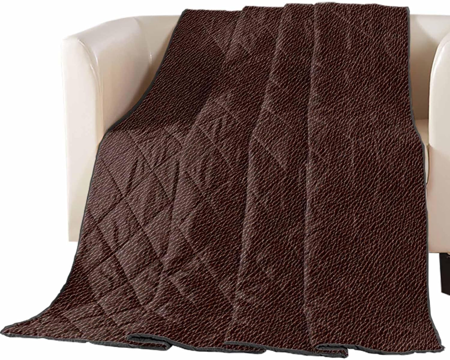 T&H XHome Quilt California King Luxury Quilted Comforter Bedspread-Thin Soft Cozy, Boho Brown Leather Texture Farmhouse Style Reversible Stitched Lightweight Quilt Coverlet for All Season