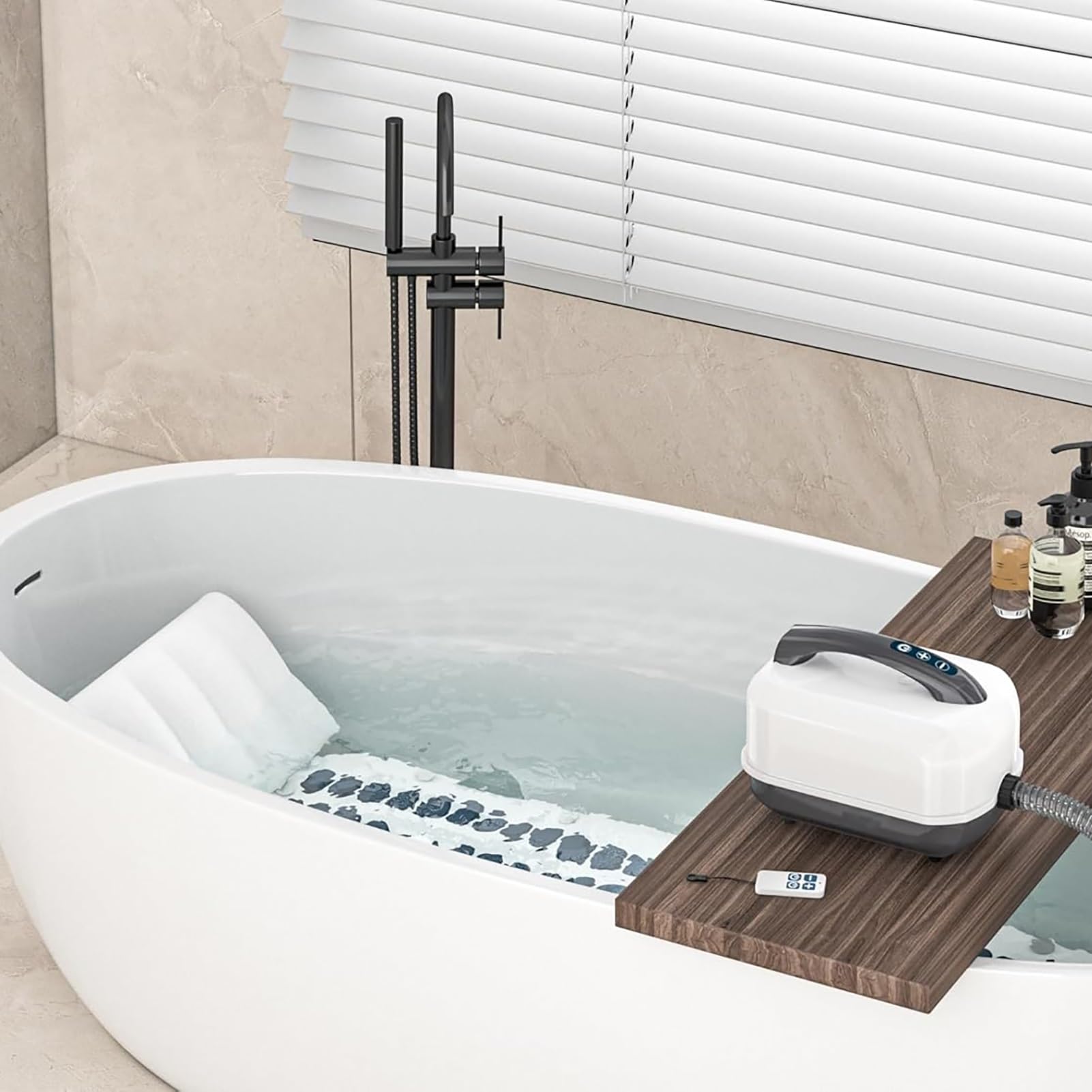 Macchina Tappetino Bagno Completo Corpo con Regolazione a 6 velocità | Il tappetino da bagno for massaggio surf domestico include 114 ugelli a bolle con cuscino gonfiabile + telecomando