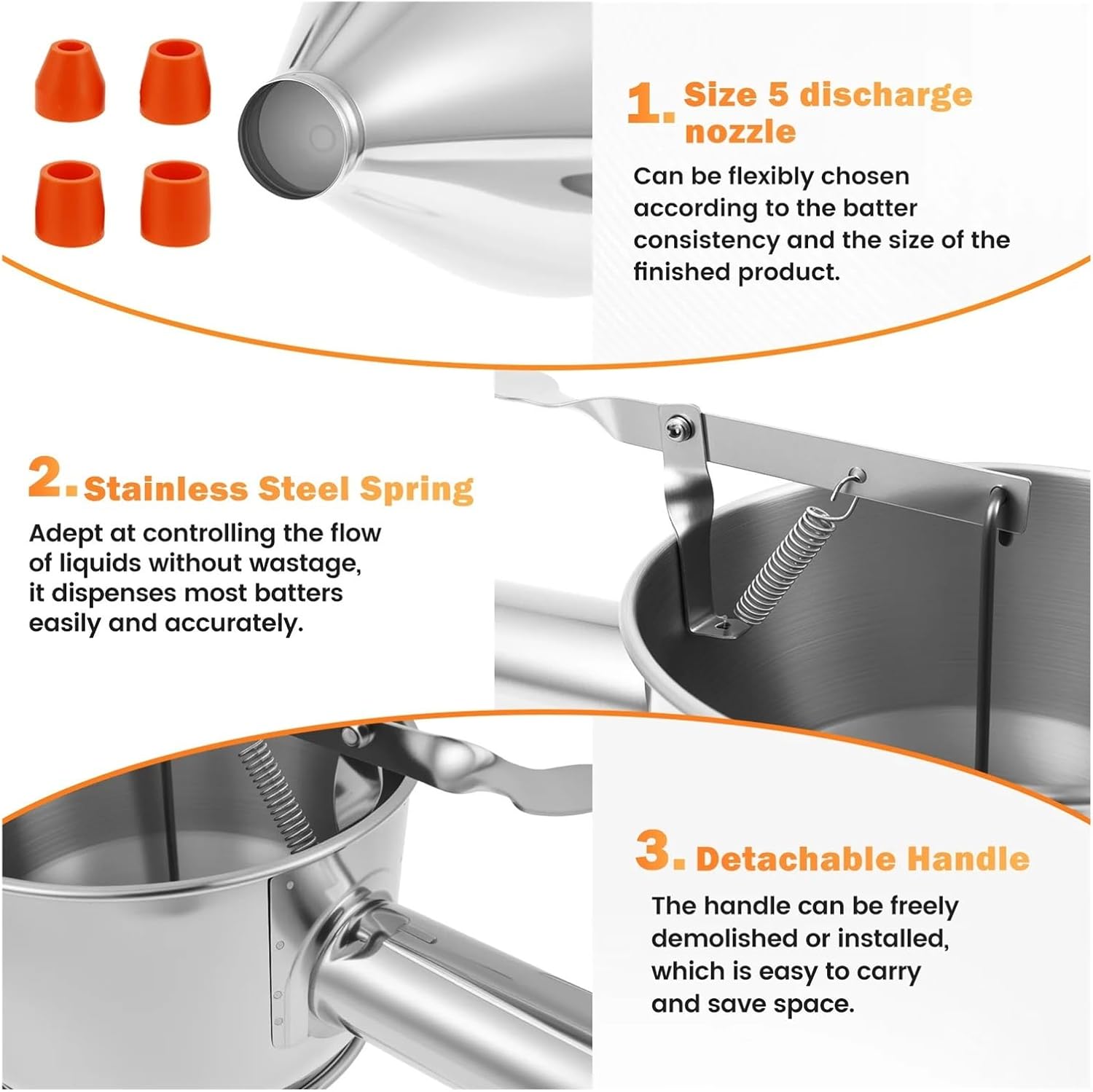 Baking Tool 1.2L Oil Bucket With Holder Stainless Steel Funnel Dispenser Cupcake Pancake Batter Kitchen(B)