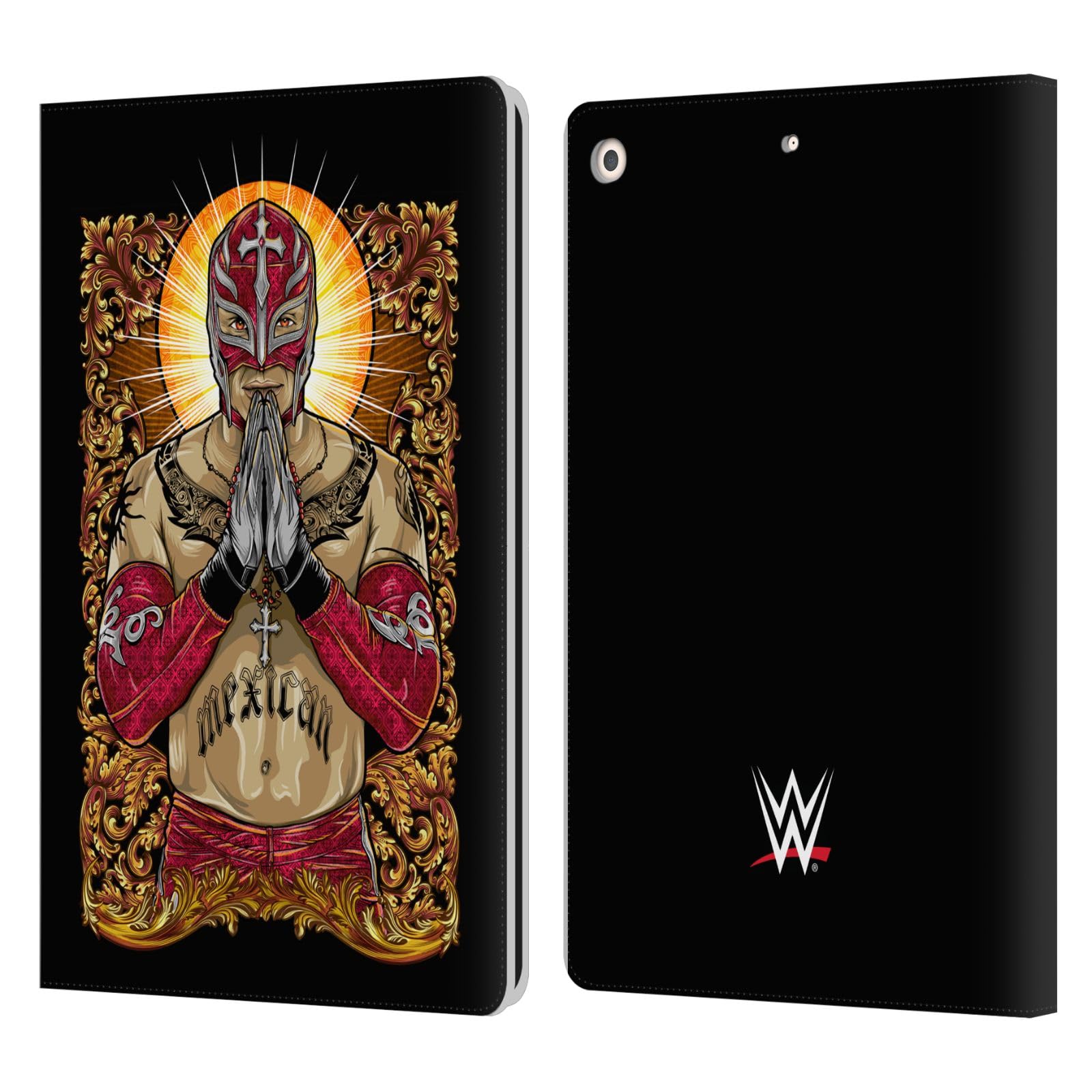 Head Case Designs Officially Licensed WWE Glow Rey Mysterio Leather Book Wallet Case Cover Compatible with Apple iPad 10.2 2019/2020/2021