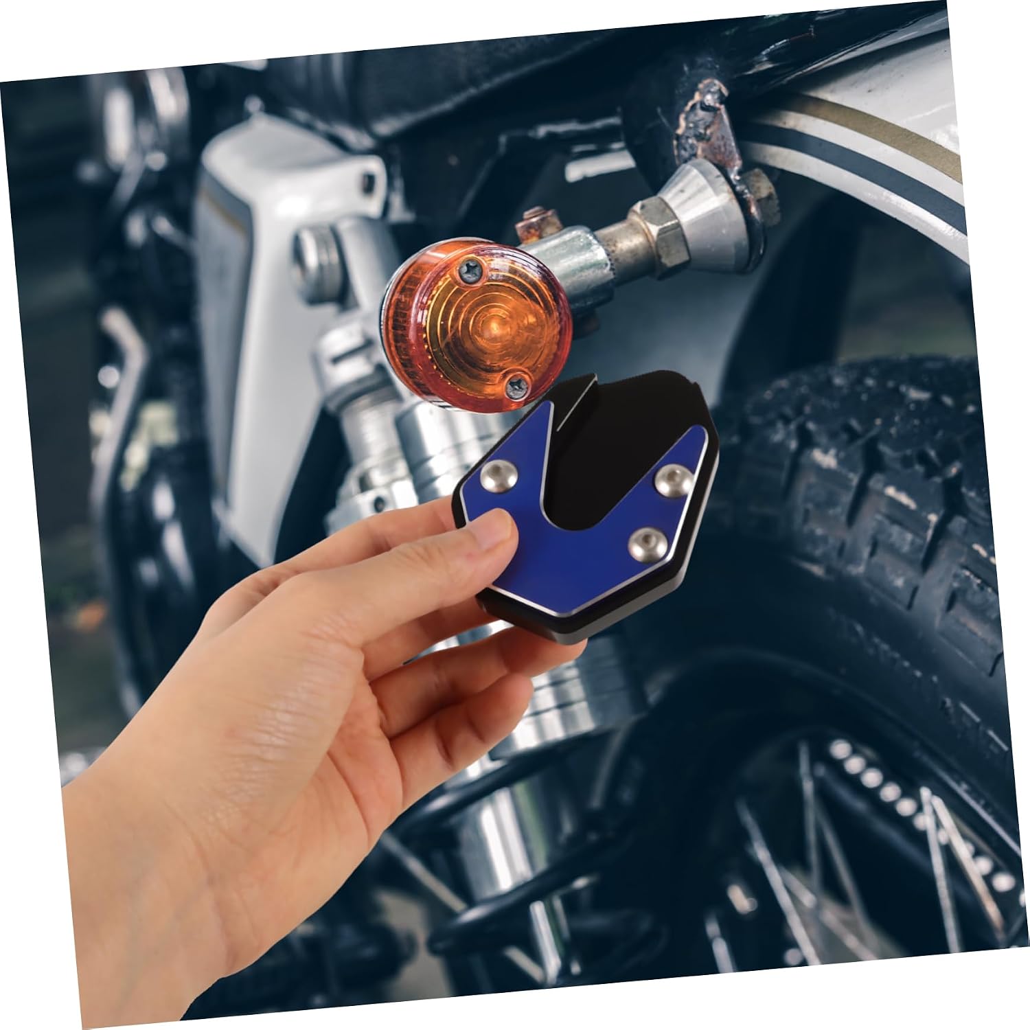 Zerodeko Motorcycle Kickstand Pad Slip Base for Motorbike Side Stand Plate Replacement Parts Hard Easy Install