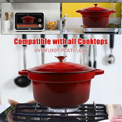 Miniatura 2 de CUKOR Olla holandesa de 7 cuartos de galón con tapa, hornos holandeses de cerámica para hornear pan de masa madre, olla de hierro fundido esmaltado,