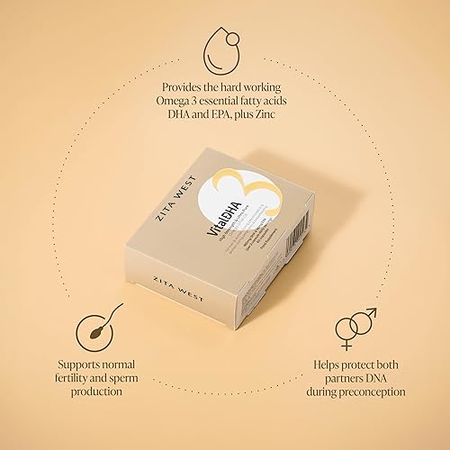 Miniatura 4 de DHA Vital – DHA prenatal y EPA con zinc para fertilidad, embarazo y lactancia – Omega 3 para el desarrollo cerebral – 60 cápsulas (suministro de 1