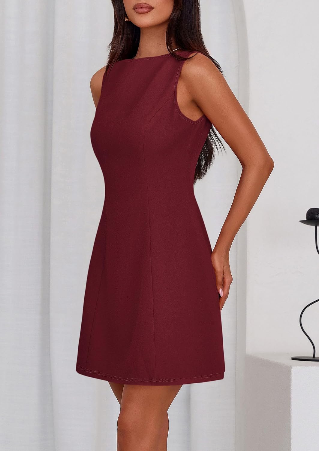 PRETTYGARDEN Womens Formal Short Dresses 2026 Summer Sleeveless Boat Neck A Line Elegant Mini Cocktail Party Dress