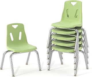 Jonti-Craft Berries 8144JC6130 Stacking Chairs with Chrome-Plated Legs, 14" Height, Key Lime, Pack of 6
