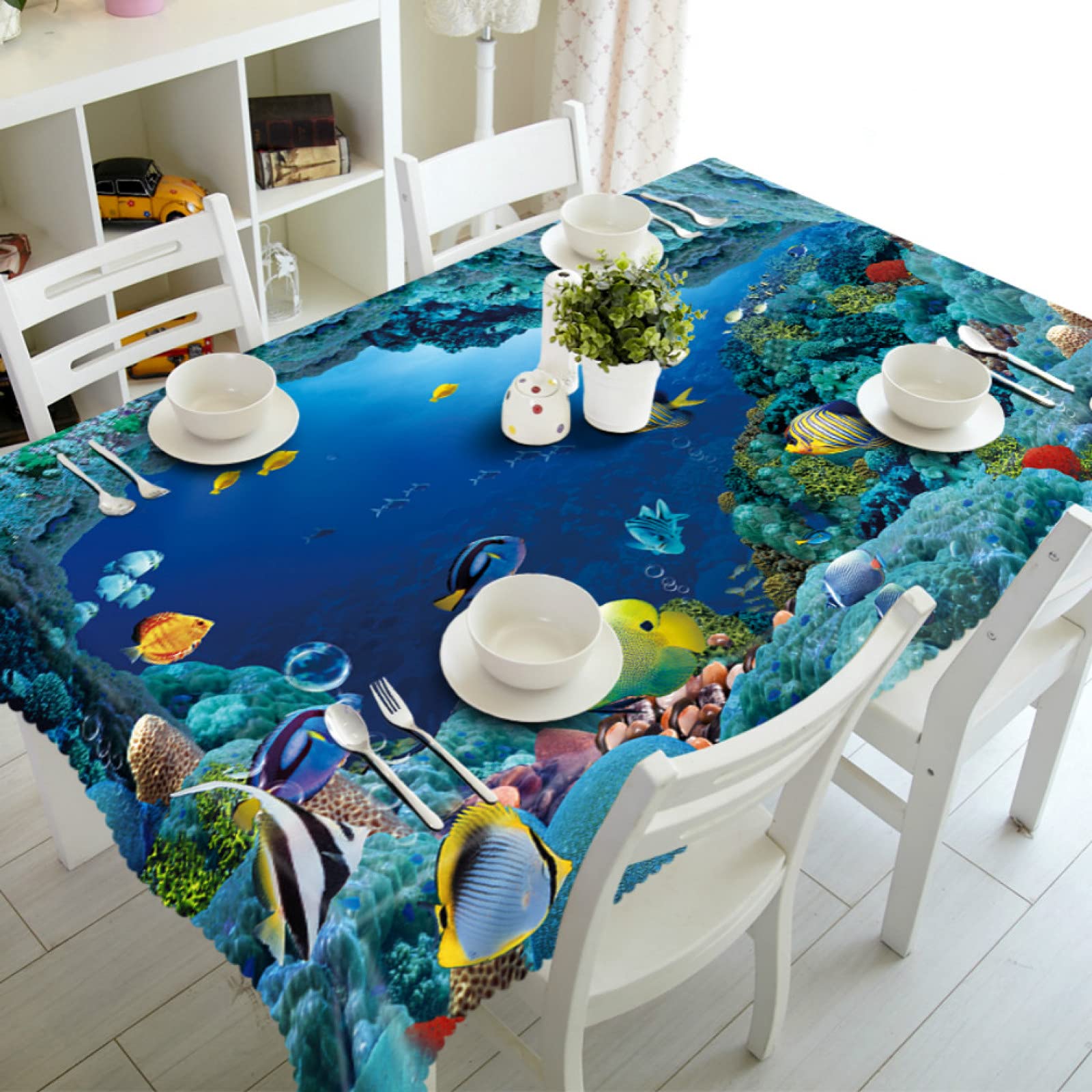 Nappe 3D perroquet rectangulaire et ronde motif mer