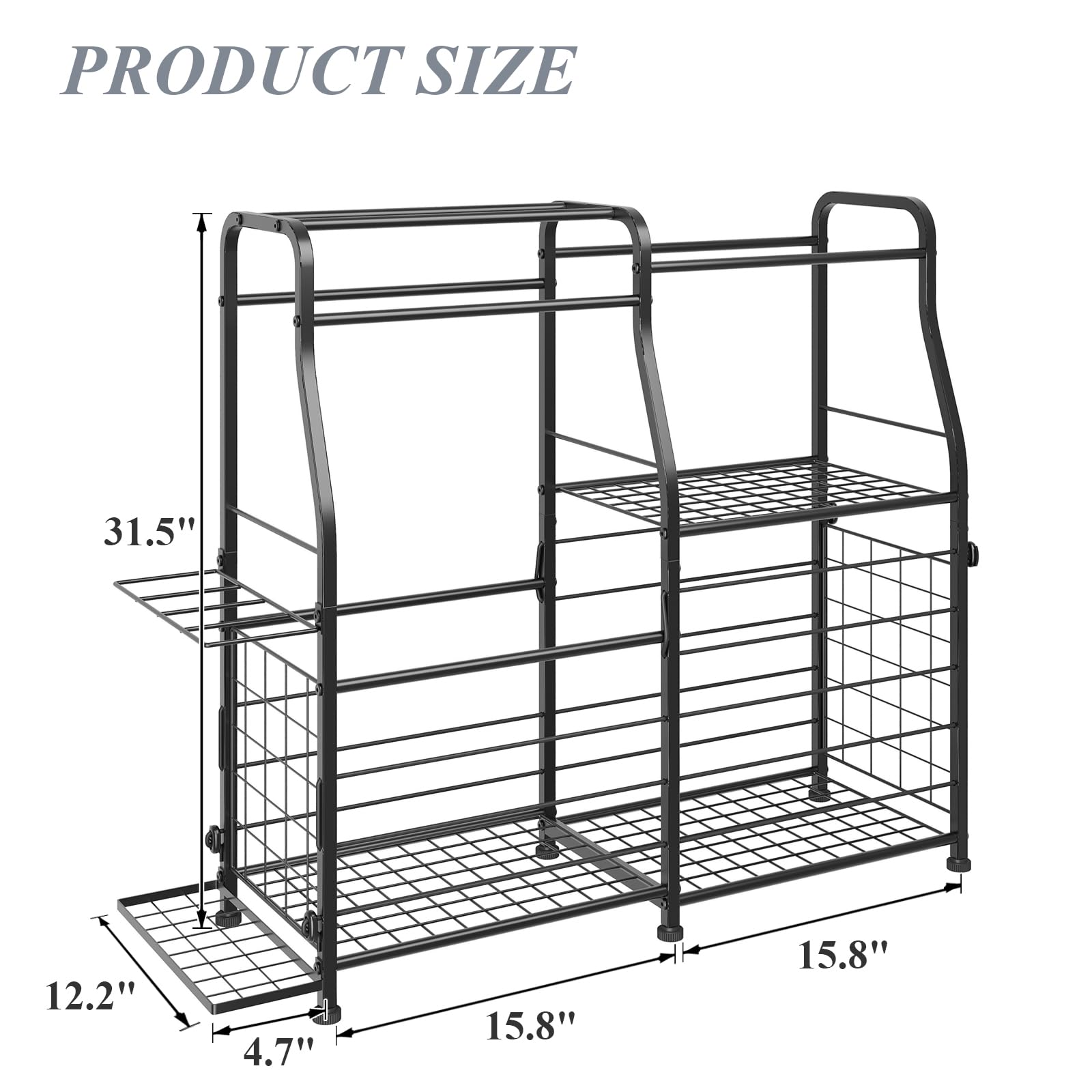 Garage Sportgeräte Organizer, Ballaufbewahrungsregal, Garagen-Organizer-System, Indoor/Outdoor-Sportregal, Sportausrüstung, Aufbewahrung für Basketbälle, Fußball, Volleyball, schwarz