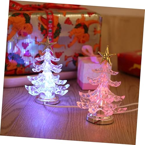 Miniatura 8 de 2 piezas de luz USB de carga para árbol de Navidad LED USB para escritorio, adornos de Navidad, lámpara de mesa, luz nocturna, lámpara de