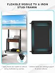 Roulement TV Support avec tiroir de tissu pour 32-75 pouces écran plat/courbé jusqu'à 220lbs LCD/LED/OLED Taille réglable Mobile TV Panier avec roues pour Home Office Outdoor Max VESA 600x400mm