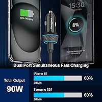 Vista 2 de Paquete de 2 cargadores de coche USB C de 40 W + paquete de 4 cables tipo C de 3.3 pies de carga rápida para iPhone 15 Pro Max/Plus, Samsung Galaxy