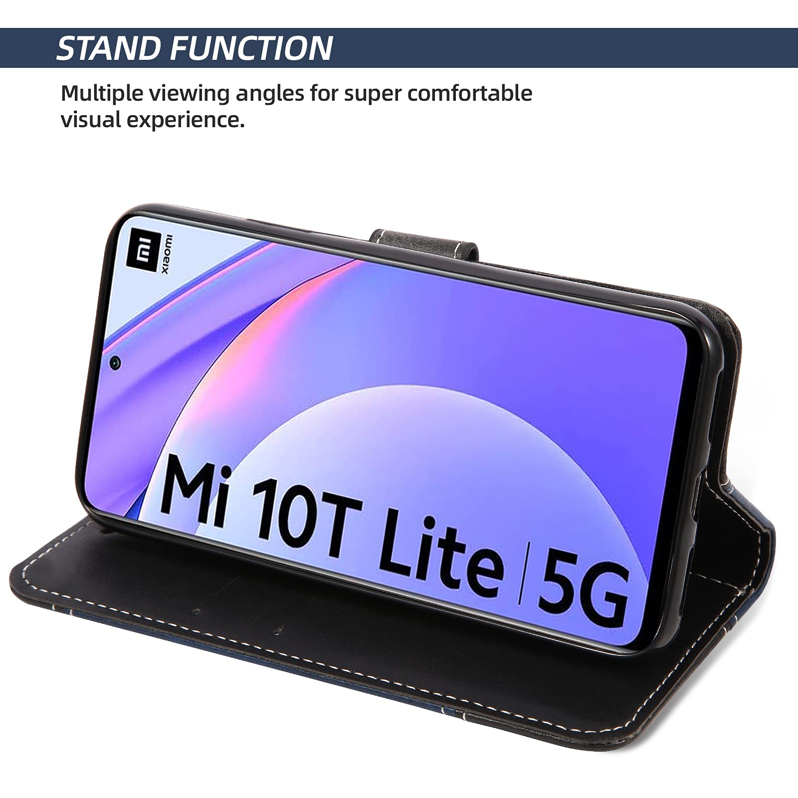 ELESNOW Coque Portefeuille Cuir Pour Xiaomi Mi 10T Lite 5G - Étui Premium Avec Porte-Cartes Et Support