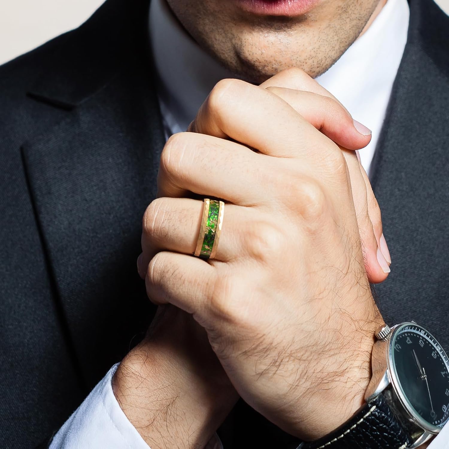 Holizaly 8mm Men's Tungsten Carbide Wedding Ring Blue Concave Groove Engagement Commitment Polished Finishing Comfort Fit Size 6-13 - Image 3