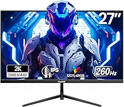 Gawfolk 27 Zoll Gaming Monitor, QHD 2560x1440 PC Bildschirm, Unterstützen 260Hz, 1ms MPRT, IPS Panel, G-SYNC & Freesync kompatibel, VESA 75x75