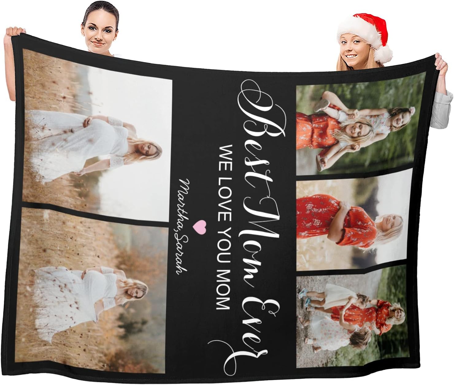 Best Mom Ever Blankets Gifts for Mom, Customized Blankets with Photos or Text, Photo Blankets Using My Own Photos, Personalized Blanket with Pictures or Text, Gifts for Mom,Grandma,60X80INCH