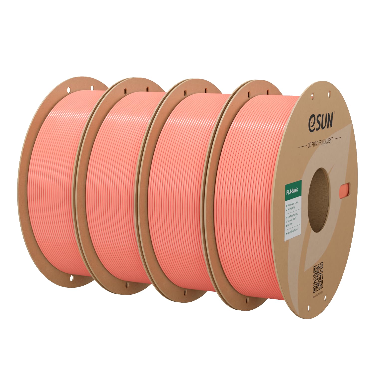 eSUN PLA Filament 1.75mm, PLA Basic 3D Drucker Filament Maßgenauigkeit +/- 0.03mm, 1KG pro Spule, 4 Spulen 3D Druck 3D Filament, Rosa-4KG