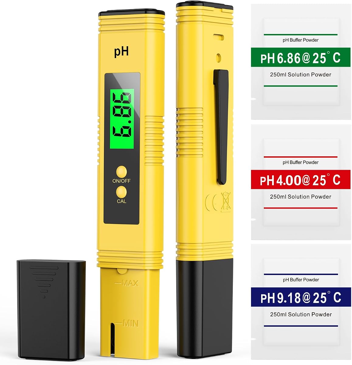 2025 All-New pH Meter for Water - High Accuracy Digital pH Tester (0.01 Precision) with UL Certification and 3 pH Calibration Powders - Ideal for Home Water, Hydroponics, Aquariums, Pools, and More
