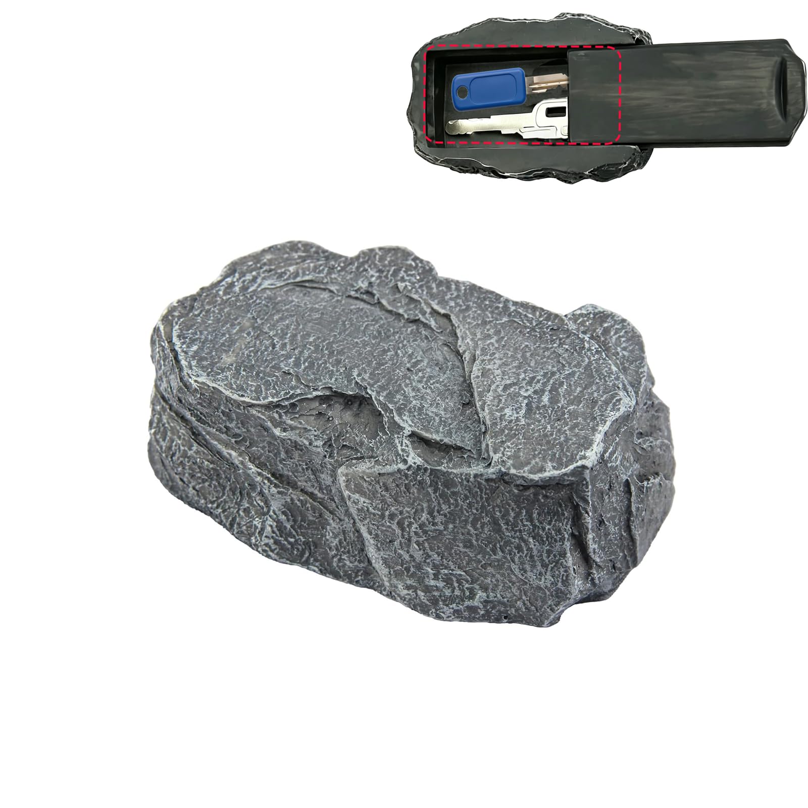 Faux Rock Key Hider, Outdoor Waterproof Fake Stone Key Storage, Secure Spare Key Box for Garden & Patio, Courtyard