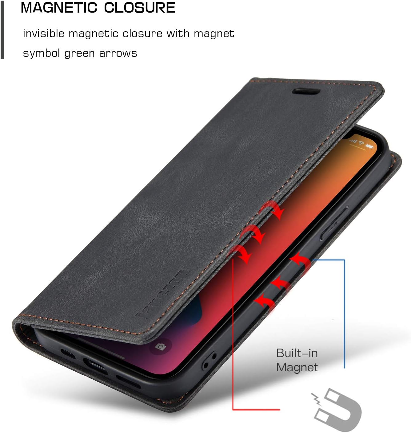 japezop iPhone 12 Pro Max Case Wallet with [RFID Blocking] Card Holder Kickstand Magnetic,Leather Flip Wallet Case for iPhone 12 Pro Max 6.7 Inch(Black) - Image 5