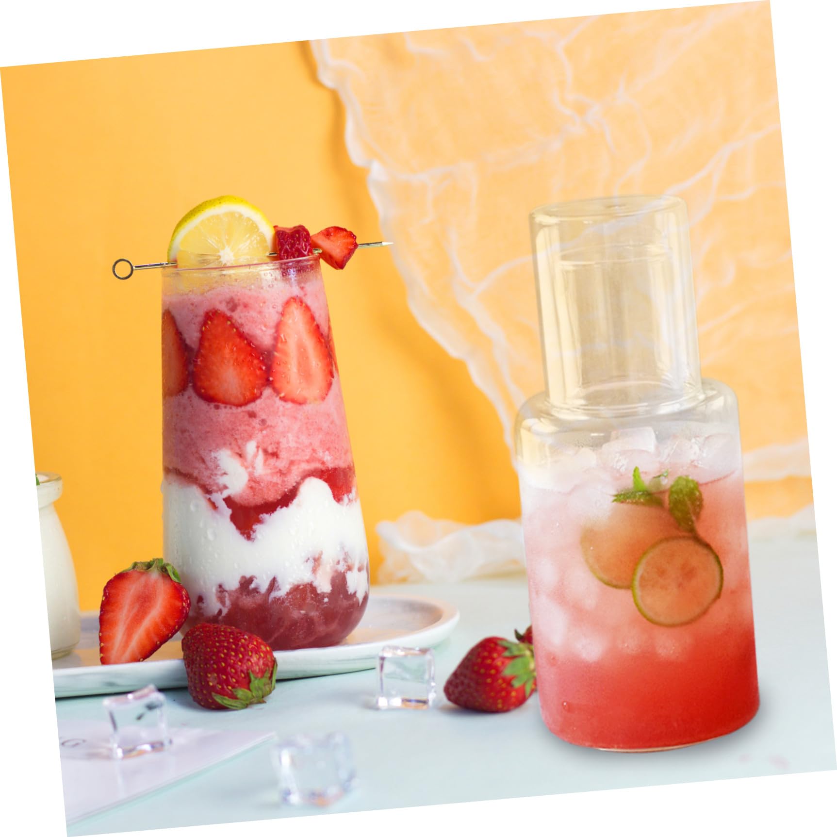 1 Satz Glas Wasserkaraffe mit Becher, 1100ml, für Schlafzimmer