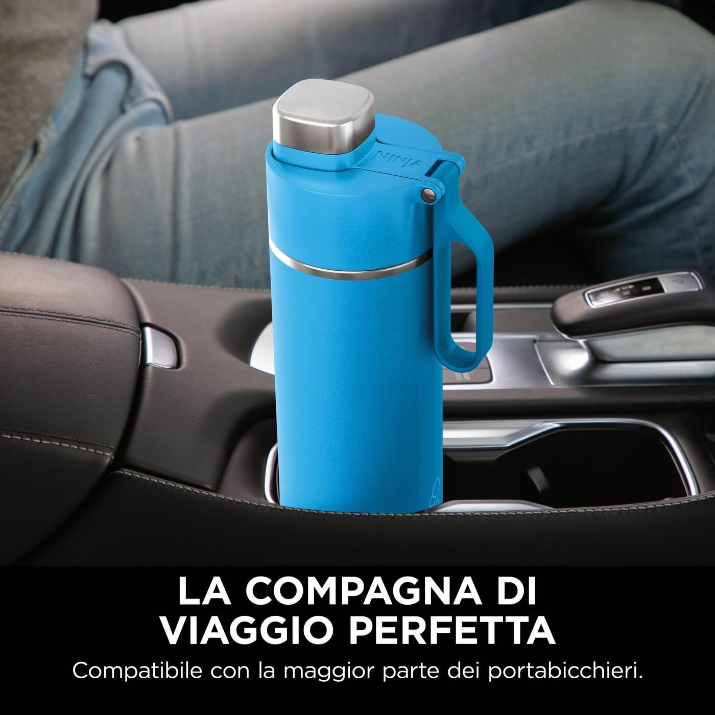 Ninja Thirsti Borraccia Termica 530ml con Tappo Antigoccia, Progettata per Bevande Gassate, Calde e Fredde, per Viaggi e Sport, Triplo Isolamento Termico, Acciaio Inox, Blu tropicale, DW1801EUUKSB