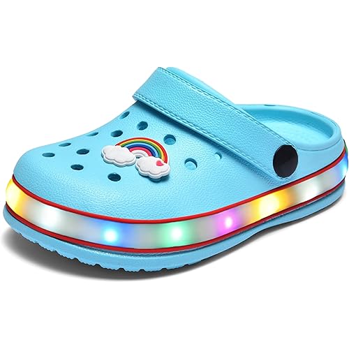 VIYEAR Toddler Light Up Sandals - Boy's & Girl's Garden & Beach Clogs - Indoor & Outdoor Slipper