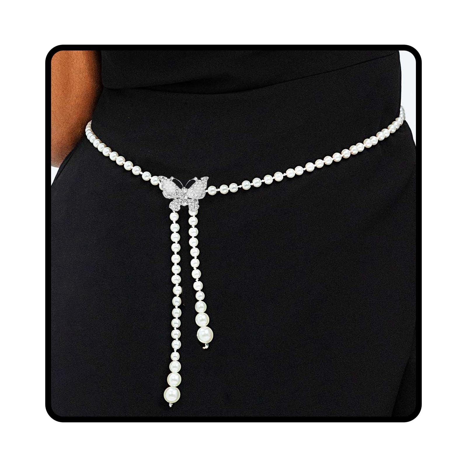 Wriidy Pearl Belt White Chain Belt Adjustable Dresses Plus Size Women Waist Jewelry Accessories