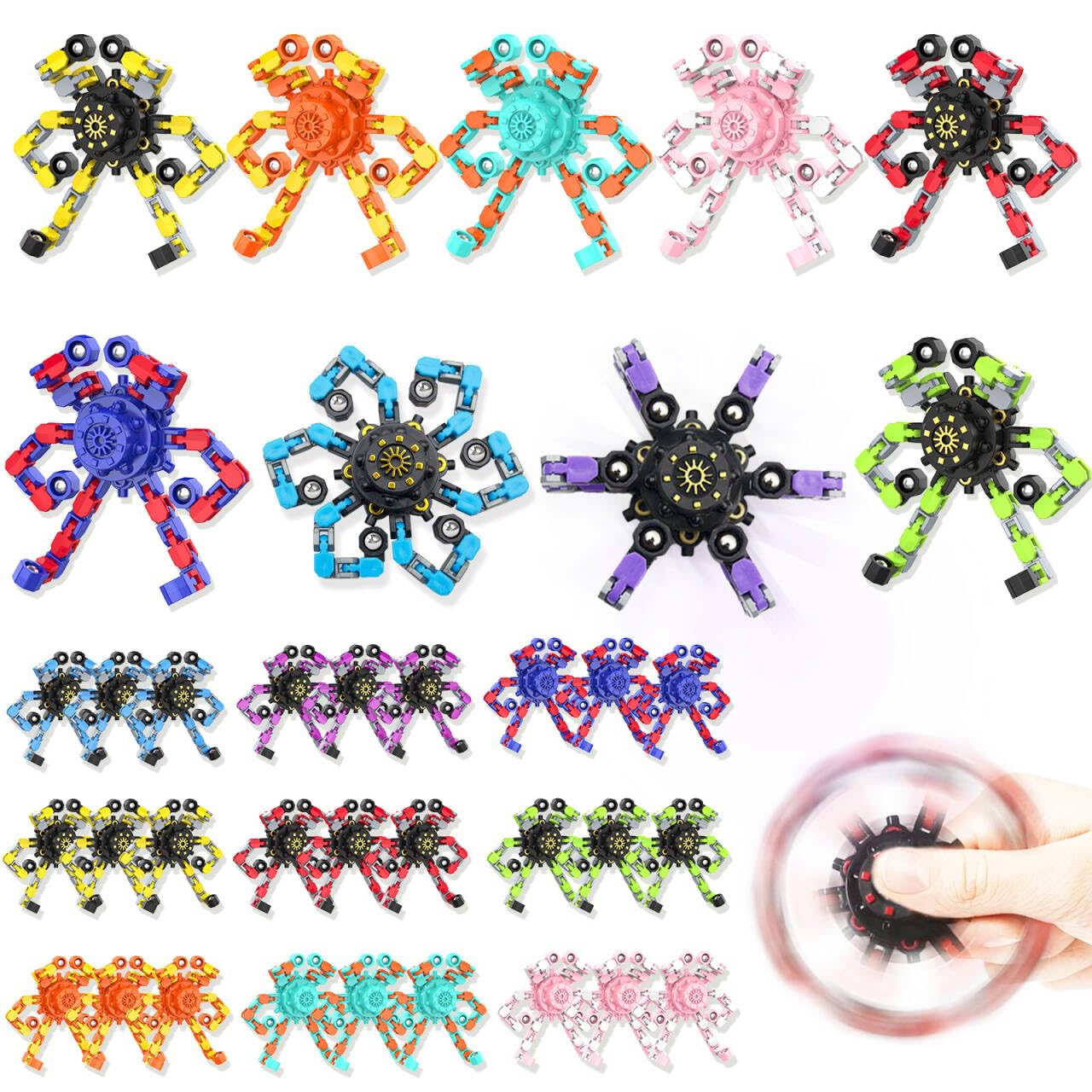 36PCS Transformable Fidget Spinner,Funny Stress Relief Sensory Fidget Toys