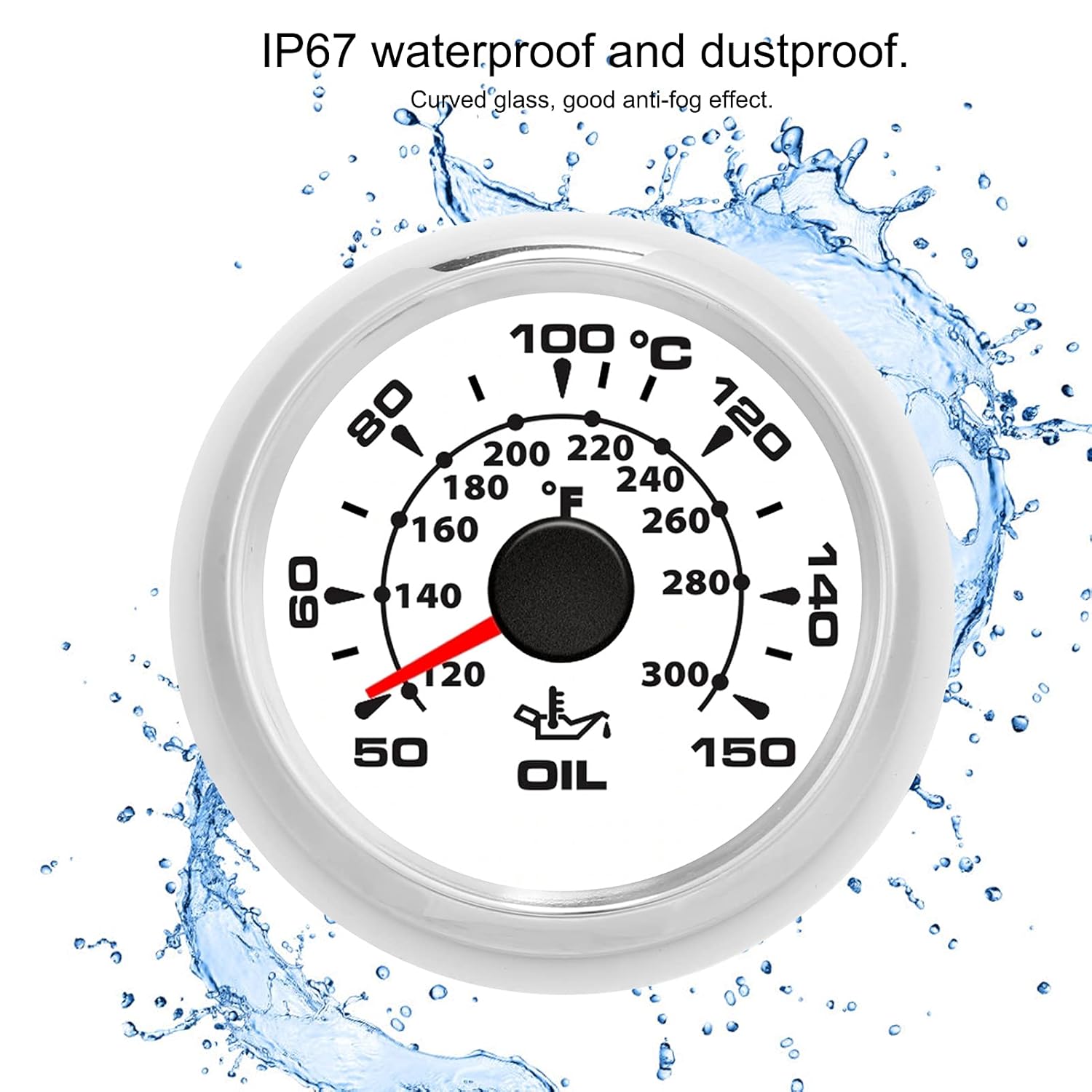 2in Digital Oil Temperature Gauge, 361-19Ohm, 50-150℃, 8 Colors Backlight, IP67 Waterproof - Stepper Motor Accuracy, Durable Stainless Steel Bezel, Suitable for Vehicle and