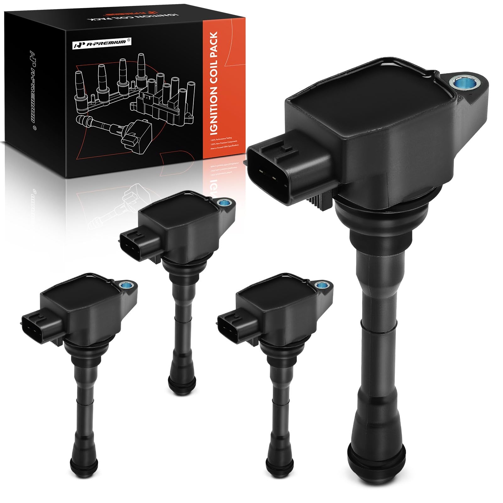 A-Premium Engine Ignition Coil Packs Compatible with Nissan Juke 2011-2017 Rogue Sport 2017-2019 1.6L 4-PC Set