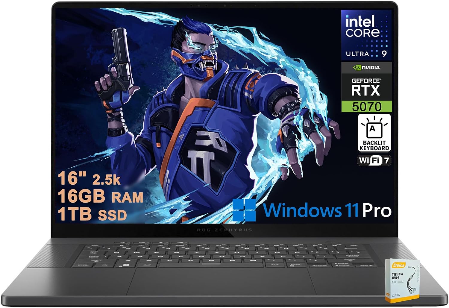 ROG Zephyrus G16 Gaming AI Laptop | 16" 2560x1600 OLED 240Hz 500nits | Intel 16-core Ultra 9 285H | 16GB DDR5 1TB SSD | GeForce RTX 5070 798 AI Tops | Backlit Win11Pro w/DLCA Accessory